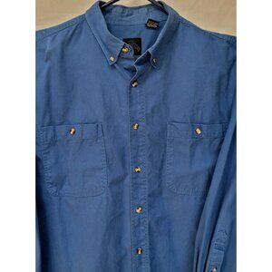 Wildman Apparel Men XL Blue Canvas Shirt VTG Long Sleeve Button Down Heavyweight